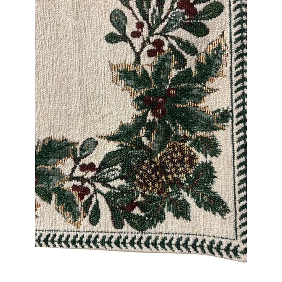 VTG St. Nicholas Square Holiday Table Runner 72" Long Tapestry Cotton Blend Chri - Picture 4 of 11